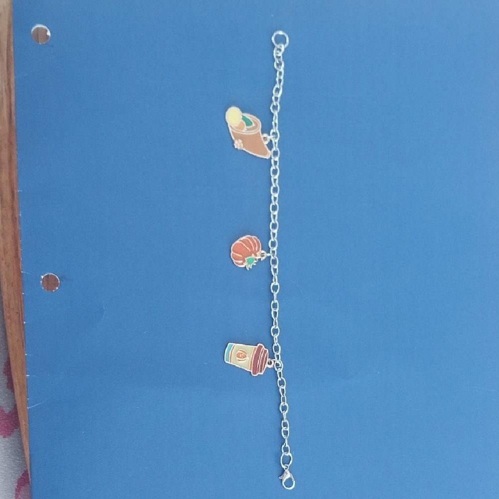 Silver Fall Charm Bracelet with Food Charms